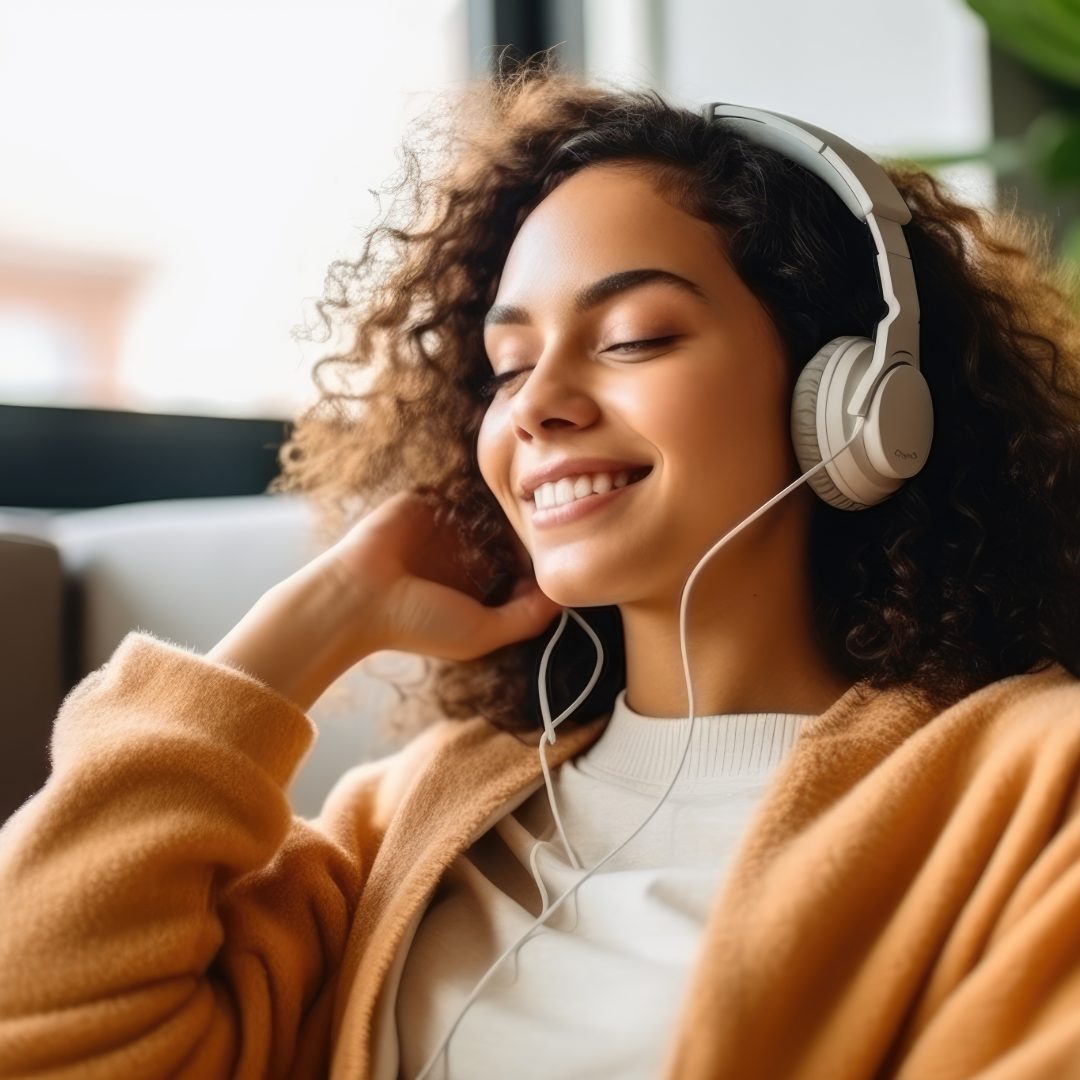 Neurodivergent girl with headphones